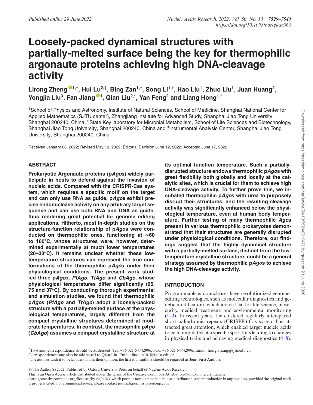 Loosely-Packed Dynamical Structures of Thermophilic Argonaute Proteins